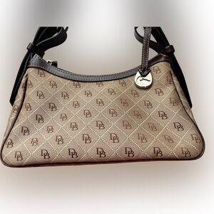 Dooney & Bourke Tan and Brown Monogram Shoulder Bag